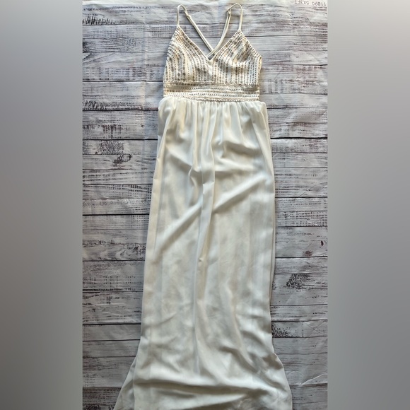 NO LONGER AVAILABLE Lulus Meet Me in Madrid White Beaded Maxi Dress Boho Size S - Picture 7 of 15